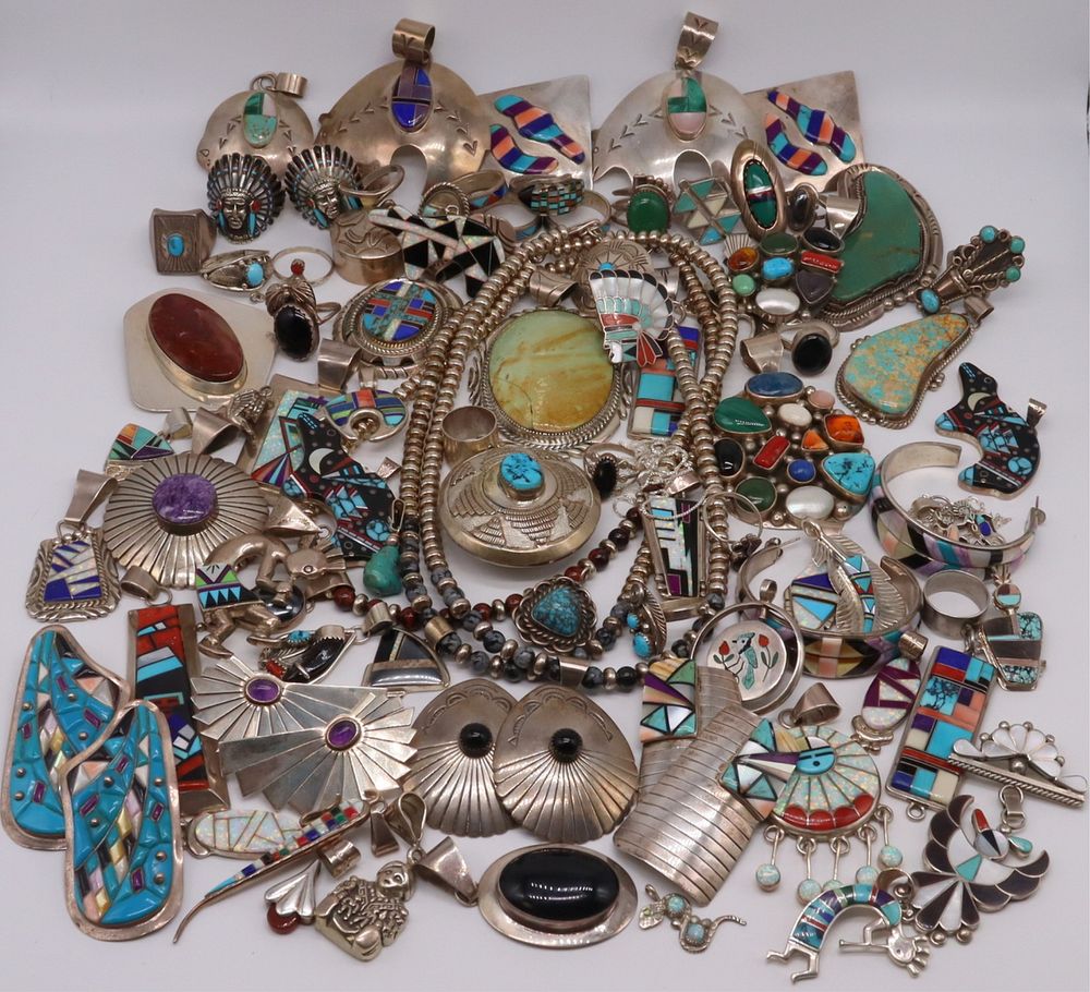 Appraisal: JEWELRY Large Lot of Southwest Jewelry Includes a pair of