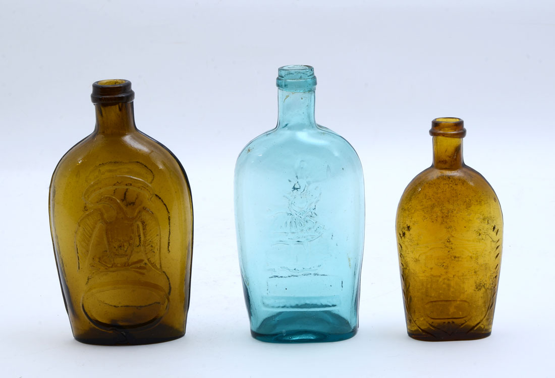 Appraisal: COLLECTION OF HISTORICAL FLASKS An assembled collection of antiques historical