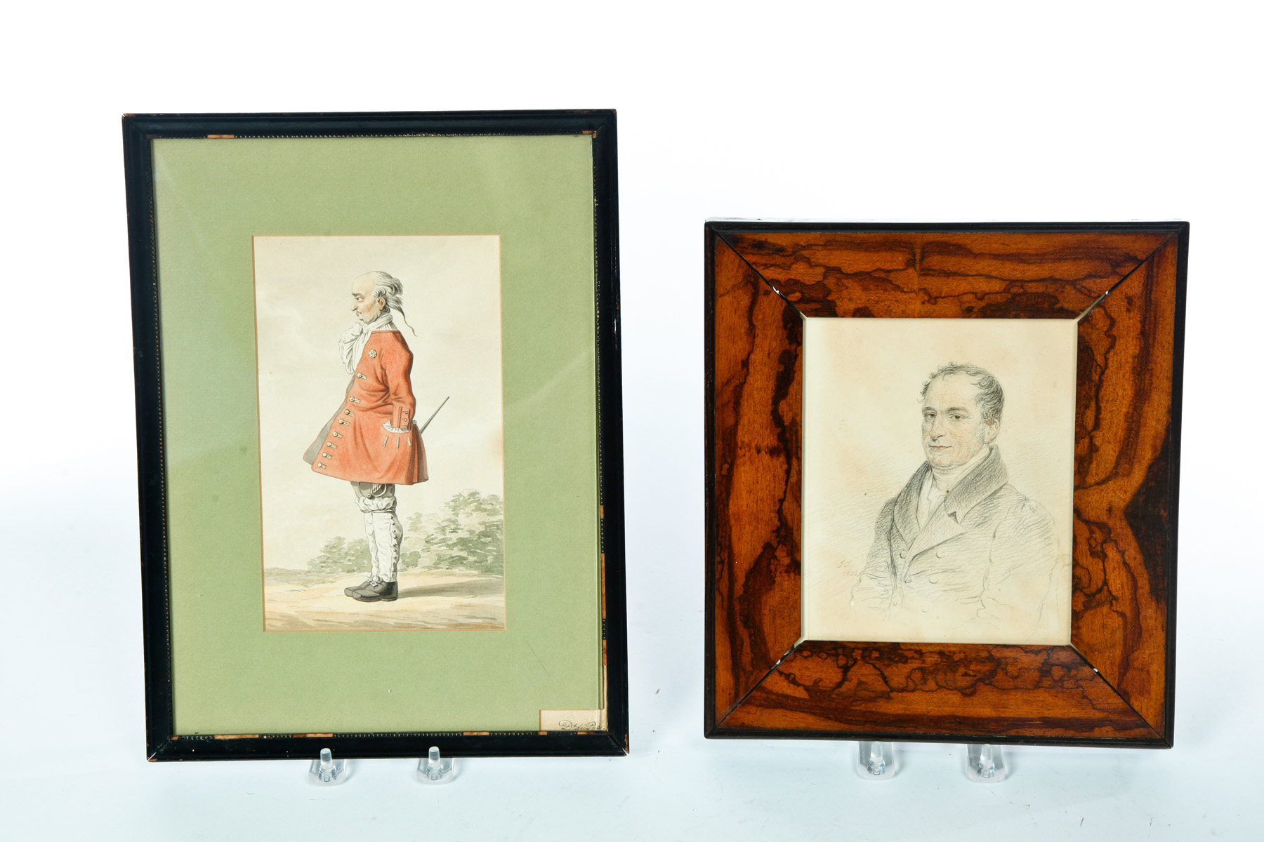 Appraisal: TWO EUROPEAN PORTRAITS Late th- th century Watercolor on paper