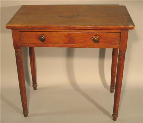 Appraisal: AMERICAN SHERATON STAINED PINE SIDE TABLE the rectangular top over