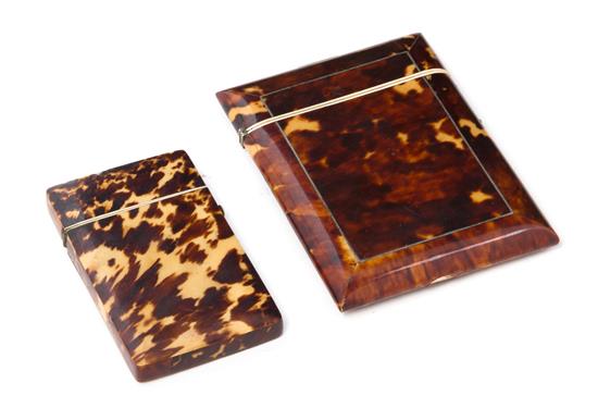 Appraisal: Sale Lot Two Tortoise Shell Card Cases each of rectangular