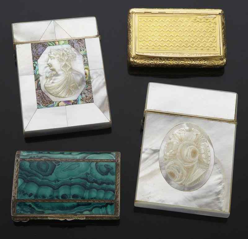 Appraisal: Decorative cases including K gold pill box sterling silver box