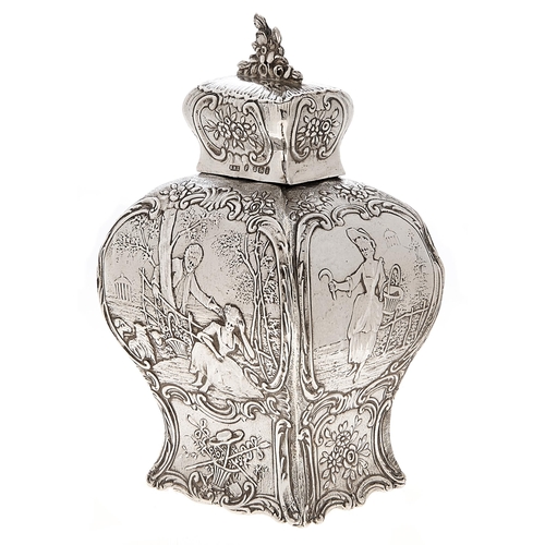 Appraisal: A Dutch silver tea caddy and cover the sides cast