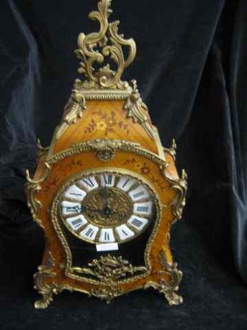 Appraisal: French Style Mantle Clock fancy ormoulu and porcelain Roman numerial