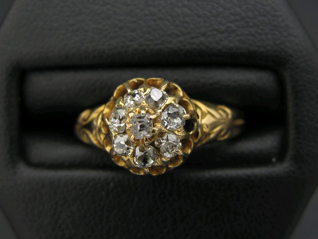 Appraisal: A Victorian Diamond Cluster Ring claw-set eight old-cut stones in