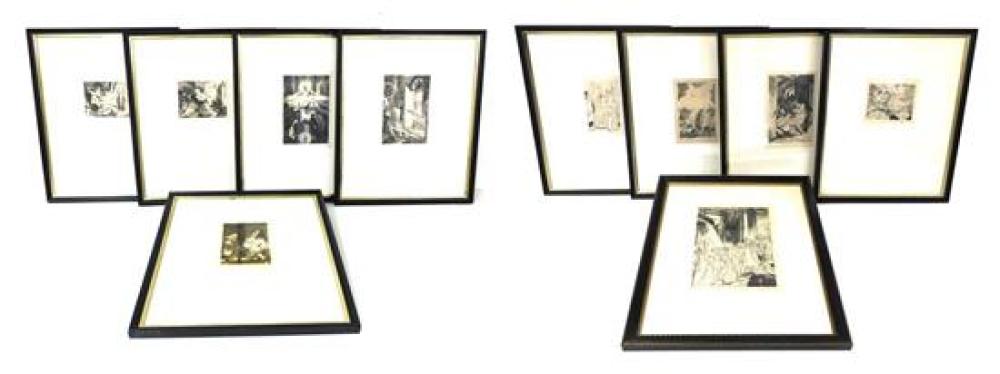 Appraisal: Edy Le-Grand French - ten works on paper framed and