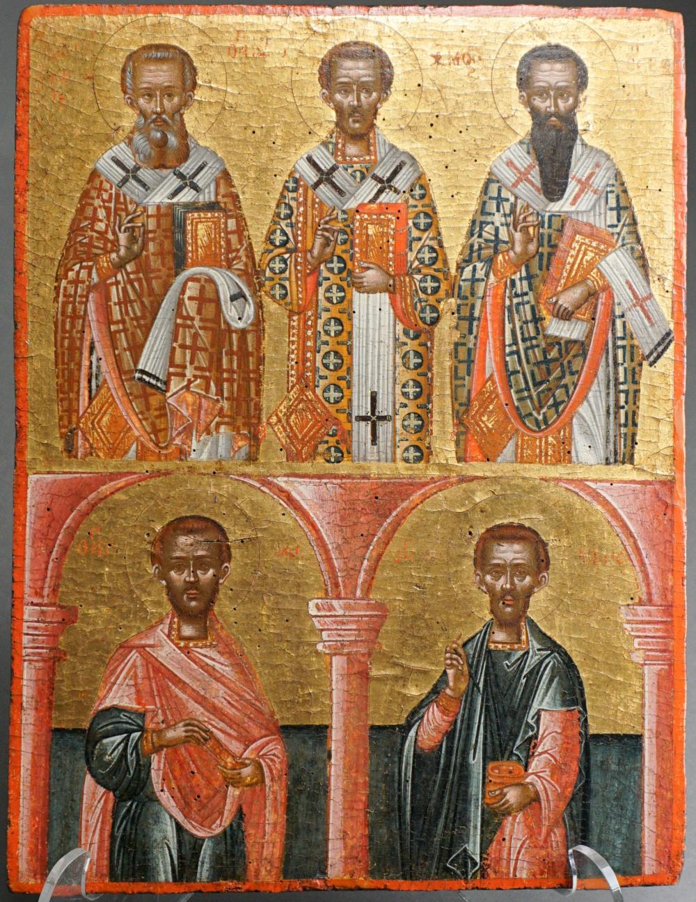 Appraisal: Greek Icon of Five Saints x in x cm