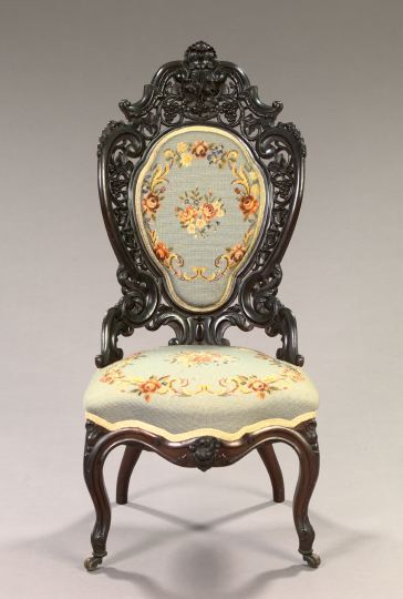 Appraisal: American Rococo Revival Laminated Rosewood Sidechair in the pattern referred