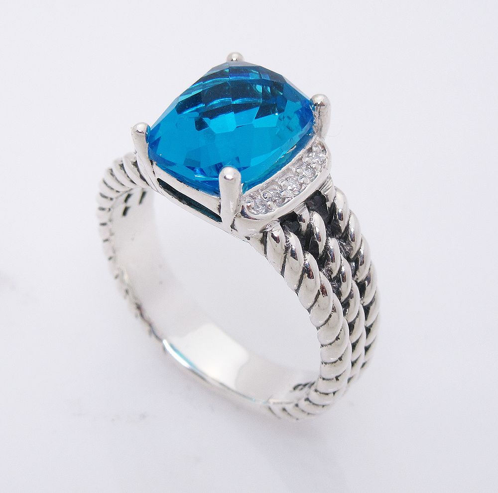 Appraisal: David Yurman Wheaton Petite Blue Topaz tcw Diamond David Yurman