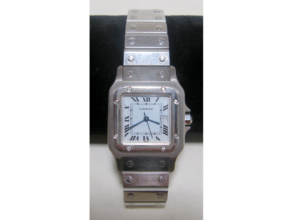 Appraisal: Gents stainless steel Cartier wrist watch with square case white