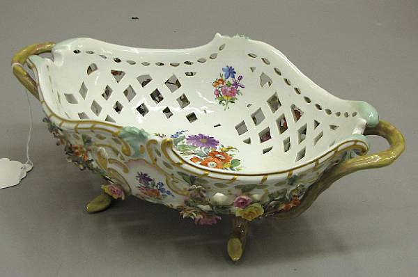 Appraisal: A Meissen porcelain Rococo style floral encrusted and reticulated two