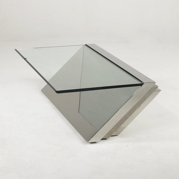 Appraisal: PACE Chrome and glass cantilevered coffee table x x