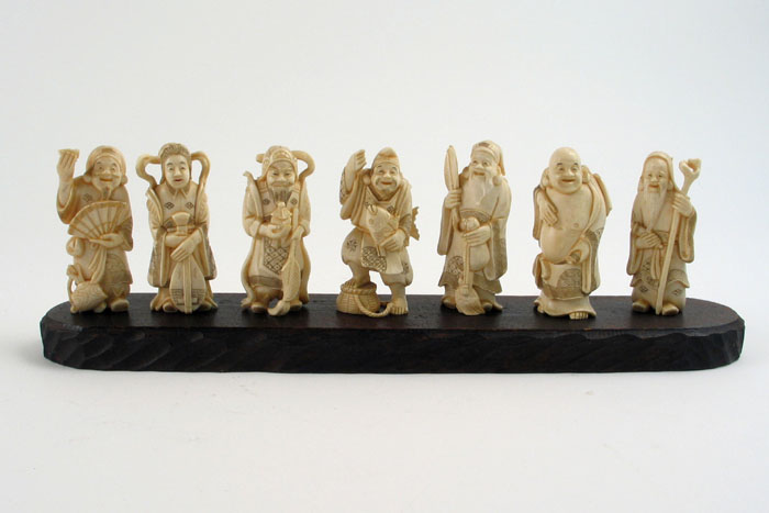 Appraisal: THE SEVEN IMMORTALS in hand carved ivory each depicting a