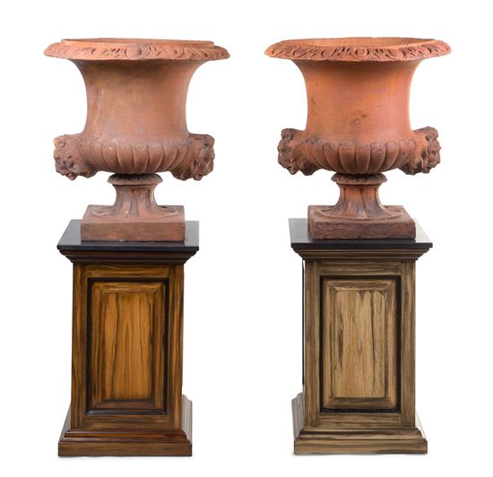 Appraisal: Sale Lot A Pair of Terra Cotta Urns on Stands