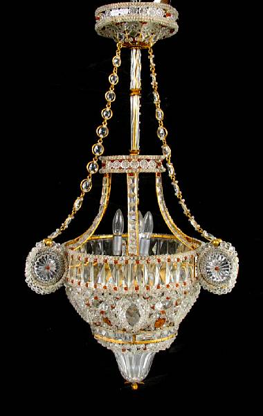 Appraisal: A Neoclassical style cage form chandelier height in diameter in