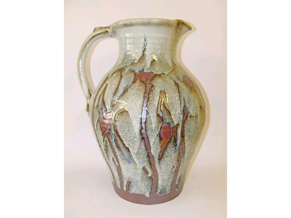 Appraisal: DAVID EELES A LARGE STONEWARE JUG with trailed pale green