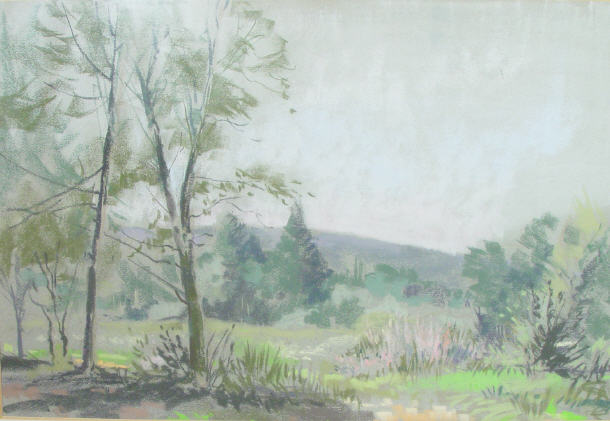 Appraisal: Ernest Savage - Track to the Downs pastel of a