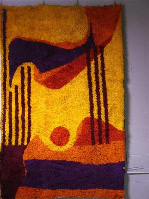 Appraisal: MODERN DANISH EGE RYA WOOL RUG Desert mountain sunset scene