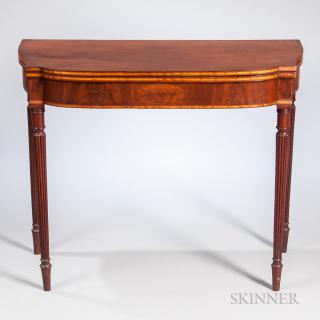 Appraisal: Inlaid Mahogany Card Table Massachusetts c with elliptical front and