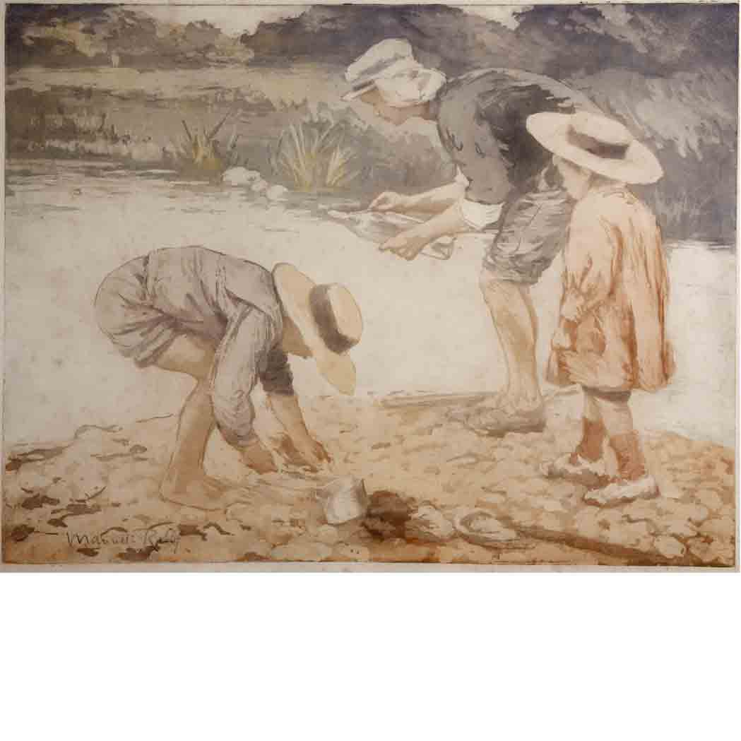 Appraisal: Manuel Robbe CHILDREN AT SHORE Color aquatint signed in pencil