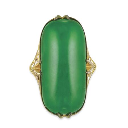 Appraisal: Antique Silver Gilt and Jade Ring Estimate -