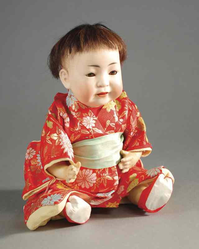 Appraisal: J D KESTNER BISQUE SOCKET HEAD ASIAN CHARACTER DOLL brown