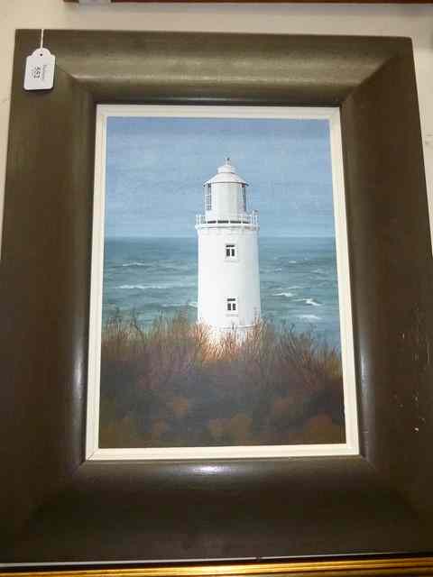 Appraisal: SILVIA ANTONSEN 'NORTH CORNISH LIGHTHOUSE' signed inscribed and dated to