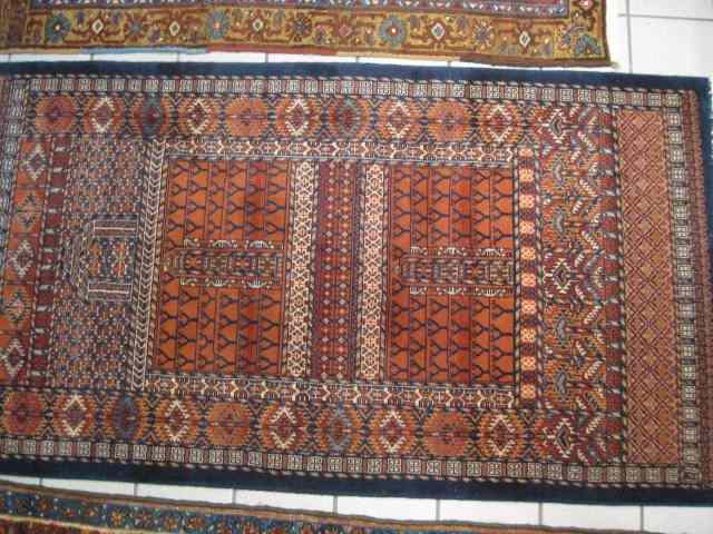 Appraisal: Bokhara Handmade Rug interesting geometric designs thick pile tight weave