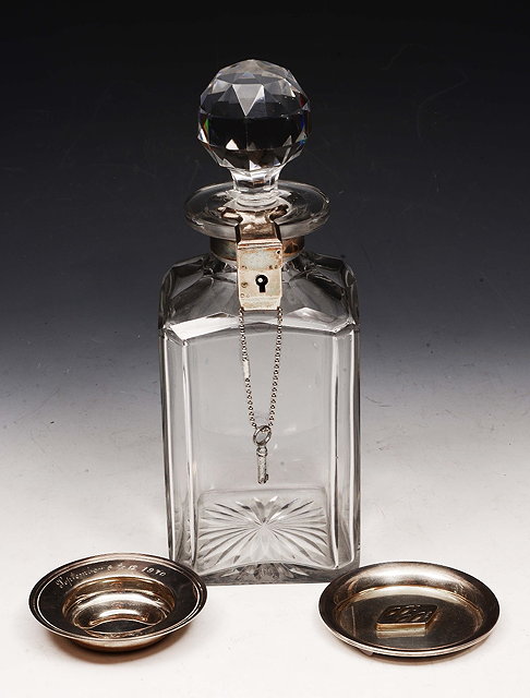 Appraisal: A LATE TH CENTURY SILVER MOUNTED BETJEMANN'S PATENT LOCKING DECANTER