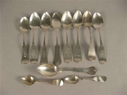 Appraisal: Assorted American coin silver spoons Including serving spoons by Wm