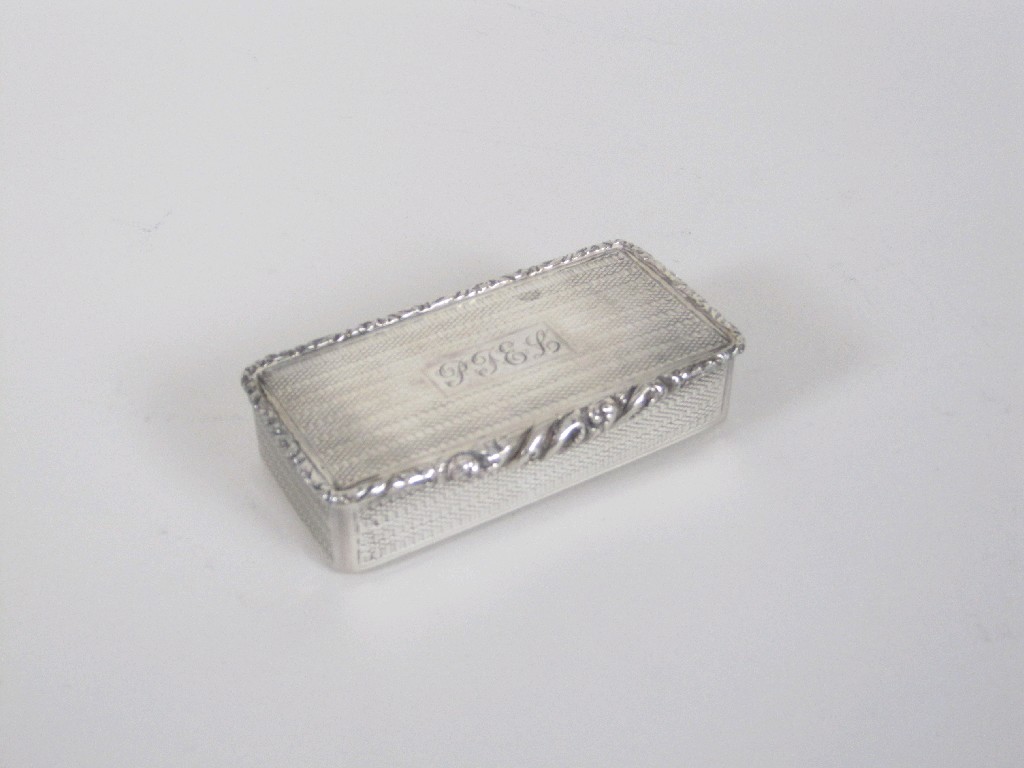 Appraisal: A George IV rectangular Snuff Box with engine turning foliate