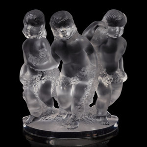 Appraisal: A Lalique Luxembourg Figural Group Second Half th Century Height