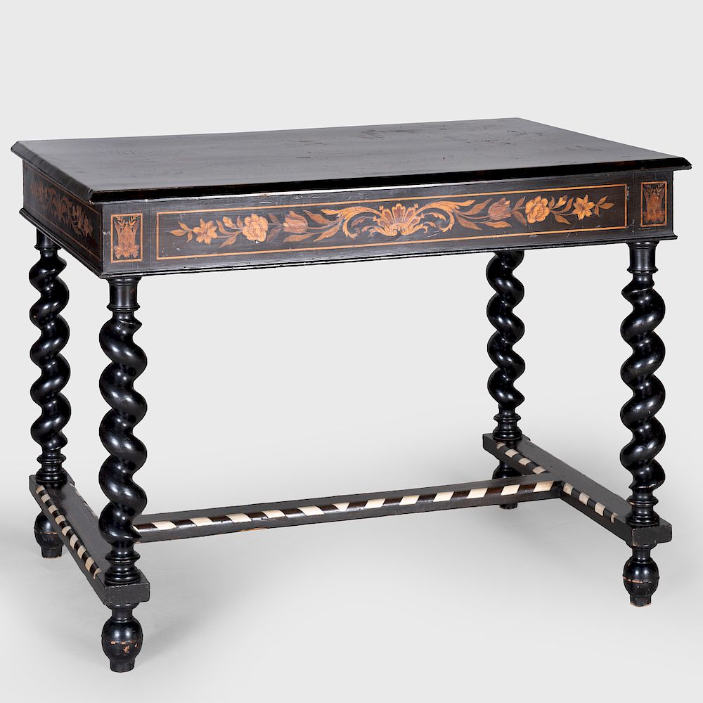 Appraisal: Dutch Baroque Style Ebony Bone Mahogany and Fruitwood Marquetry Table