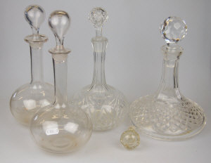 Appraisal: A pair of decanters lightly etched with ferns t w