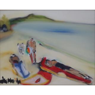 Appraisal: Louise Houde Canadian - Oil on canvas Vacances Signed Titled