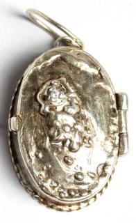 Appraisal: Birmingham Silver Diamond Locket Of oval form with hinged top