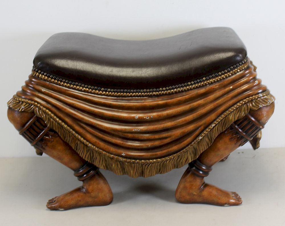 Appraisal: Theodore Alexander Decorative Leather Upholstered Bench From a Brooklyn estate