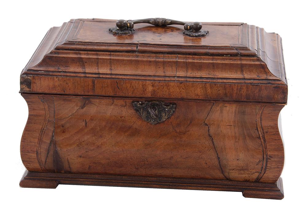 Appraisal: Georgian walnut bombe-form tea caddy late th century molded casket-hinged