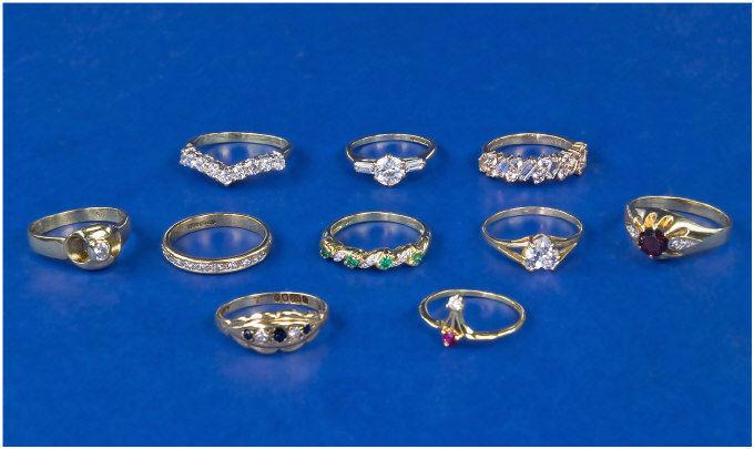 Appraisal: Collection Of Ten ct Gold Dress Rings Comprising Ruby And