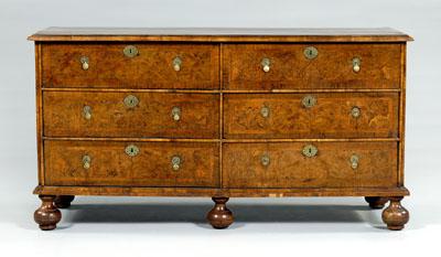 Appraisal: George I burlwood double chest bookmatched and banded burl walnut