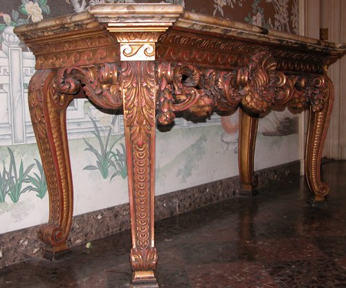 Appraisal: Title English George II-Style carved and gilded marble-topped Side Table