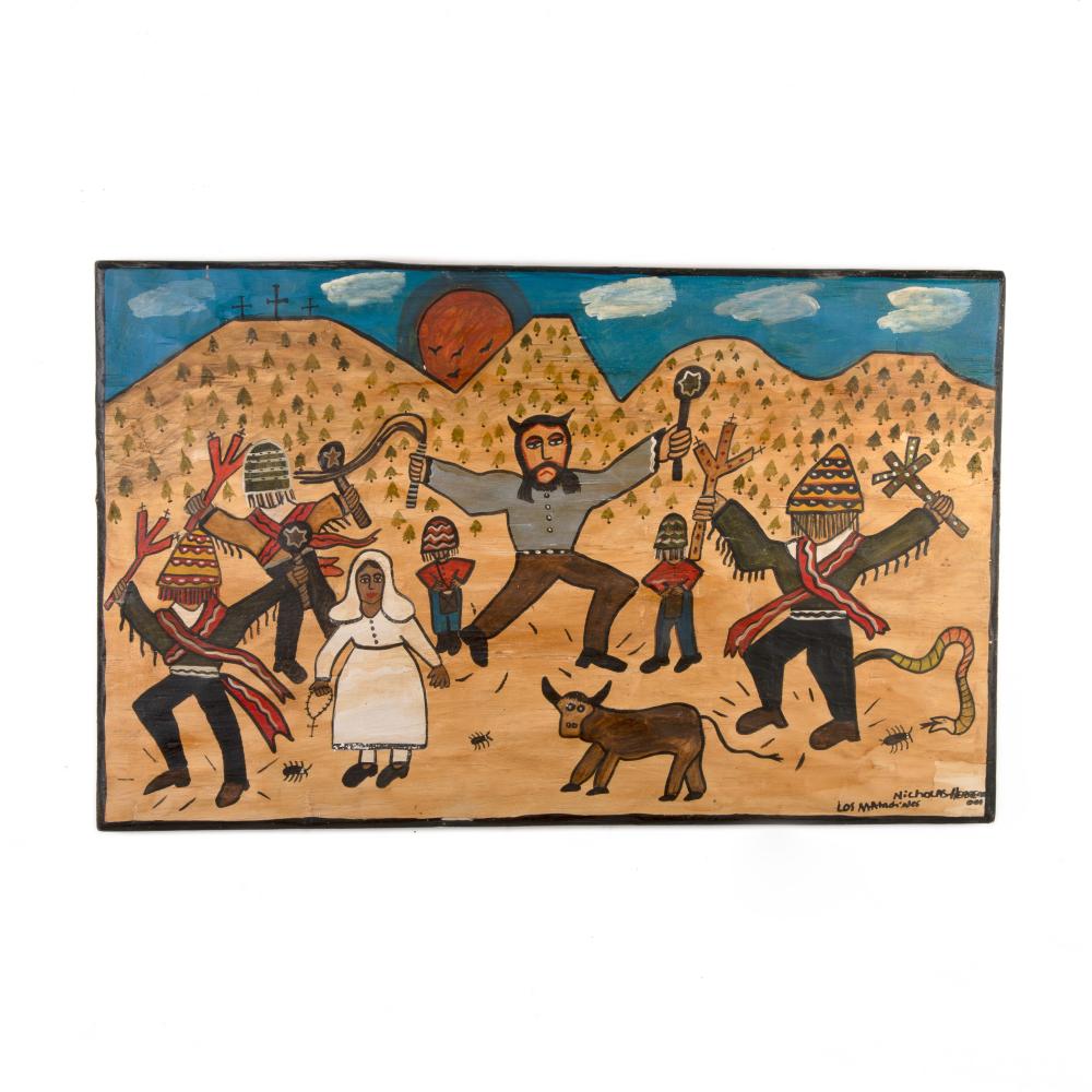 Appraisal: NICHOLAS HERRERA LOS MATACHINES RETABLO Nicholas Herrera New Mexico b