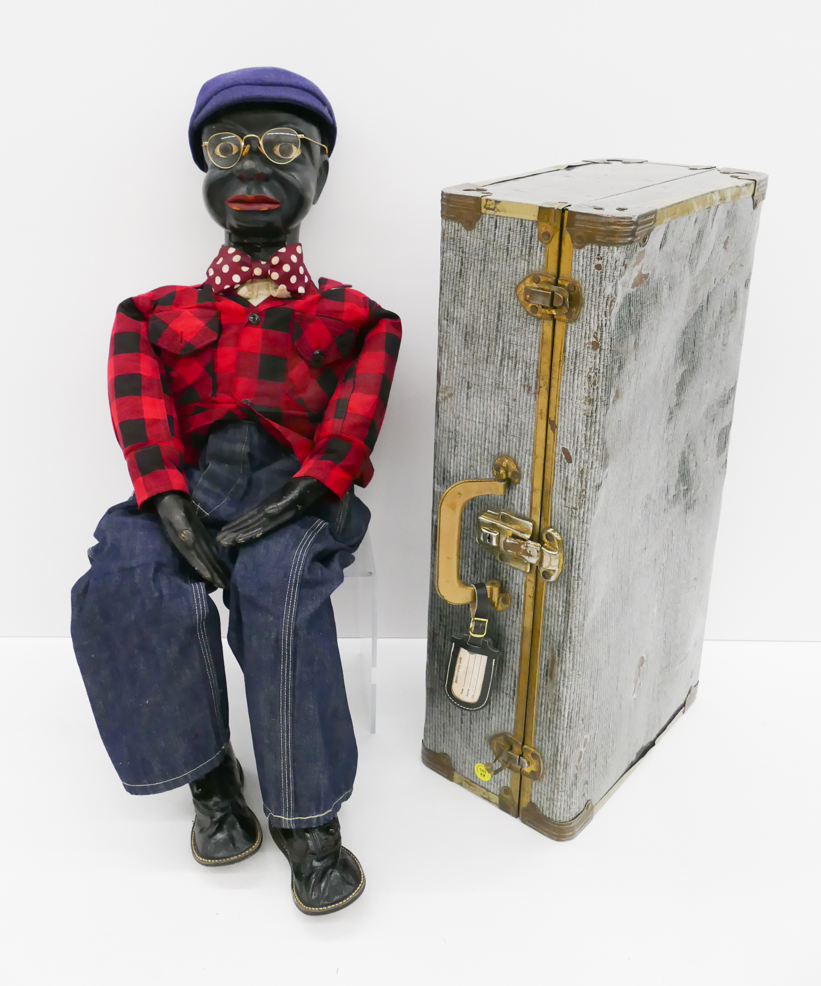 Appraisal: Antique 'Joe' Ventriloquist Dummy Circa 's African American ventriloquist doll