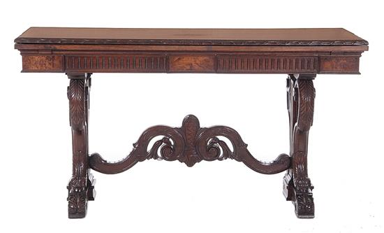 Appraisal: English Victorian walnut folding top library table late th early