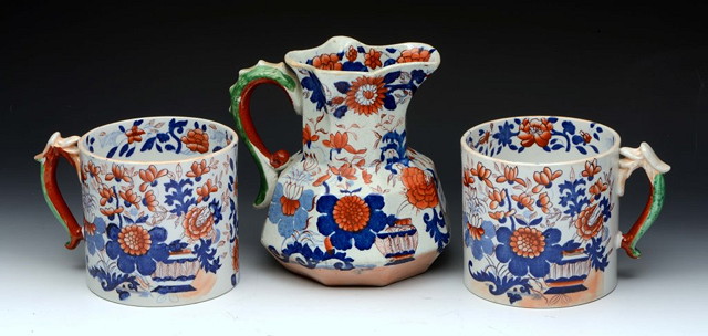 Appraisal: A TH CENTURY MASONS PATENT IRONSTONE JUG with orange and