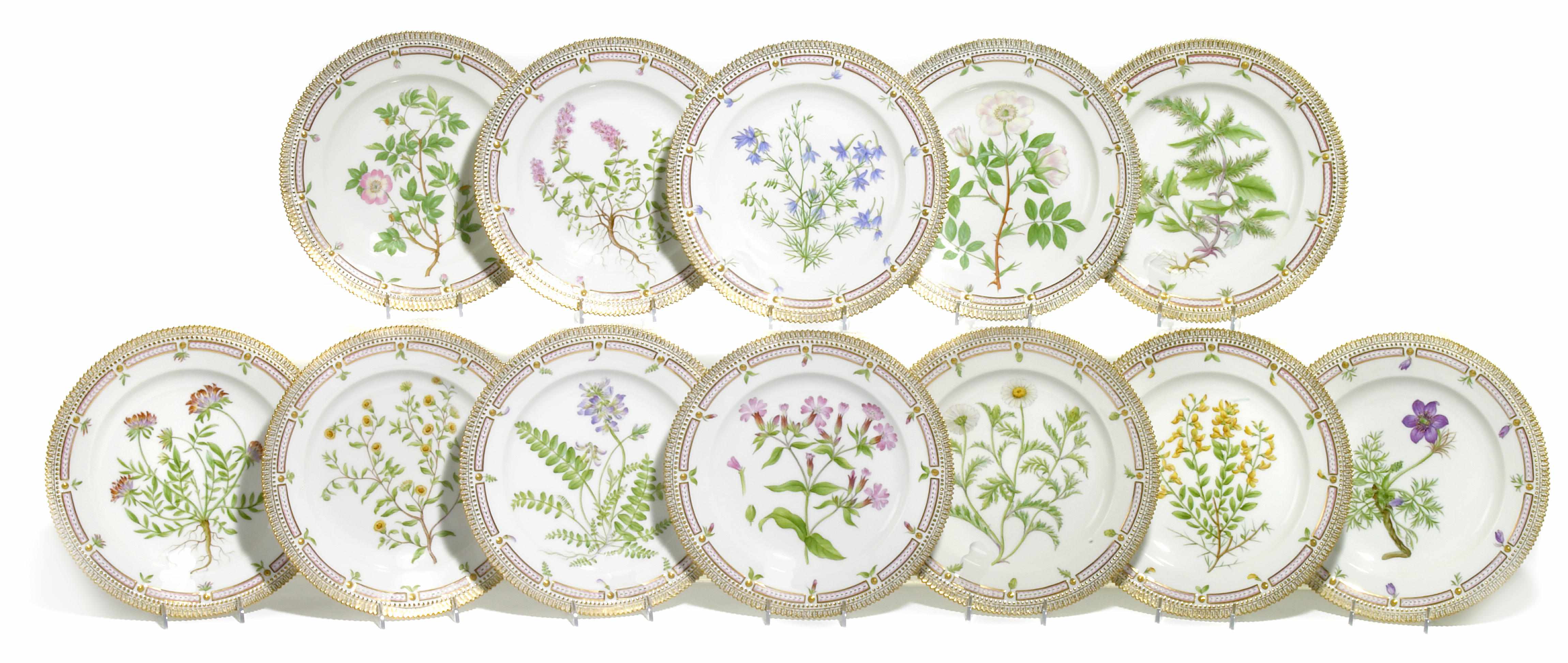 Appraisal: A set of twelve Royal Copenhagen Flora Danica porcelain dinner