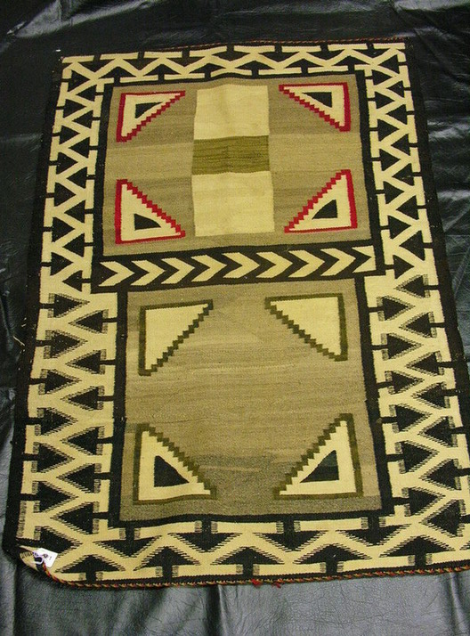 Appraisal: NATIVE AMERICAN SADDLE BLANKET Double blanket in geometric motif One