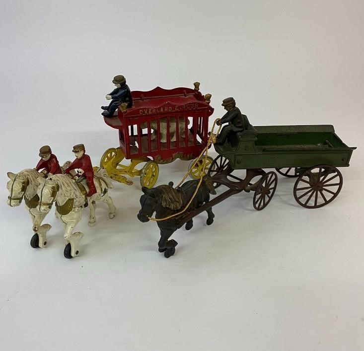 Appraisal: Kenton Toys cast iron horse drawn wagon h x circa