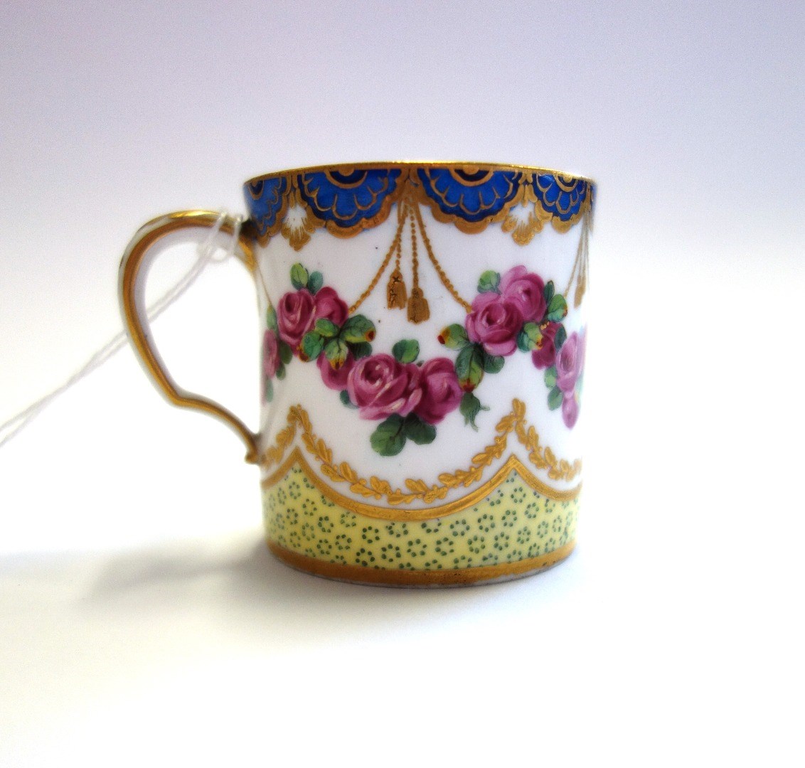 Appraisal: A Sevres coffee can circa painted with swags of pink