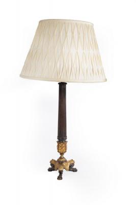 Appraisal: An Empire style table lamp with bronzed metal fluted column